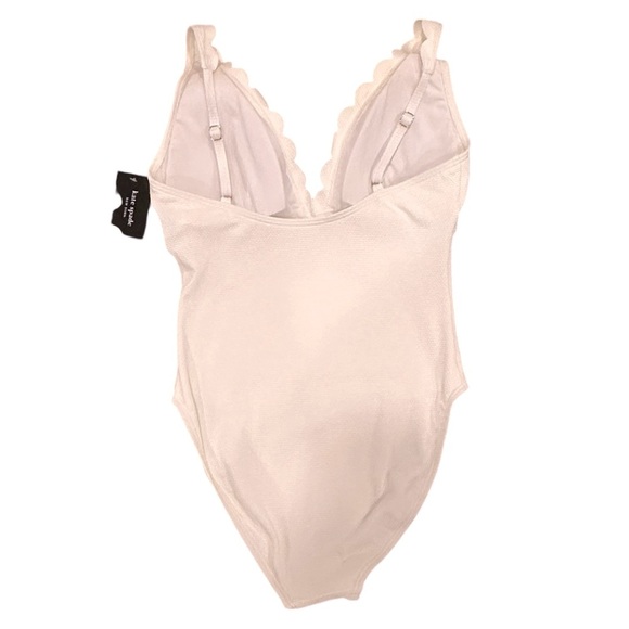 Kate Spade Swimwear, Scallop V-Neck One Piece Swimsuit, Ivory Large NWT - Picture 8 of 12